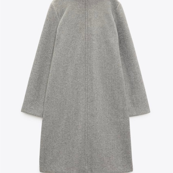 Zara | Grey Marl Lapel Coat Size L - Picture 3 of 10